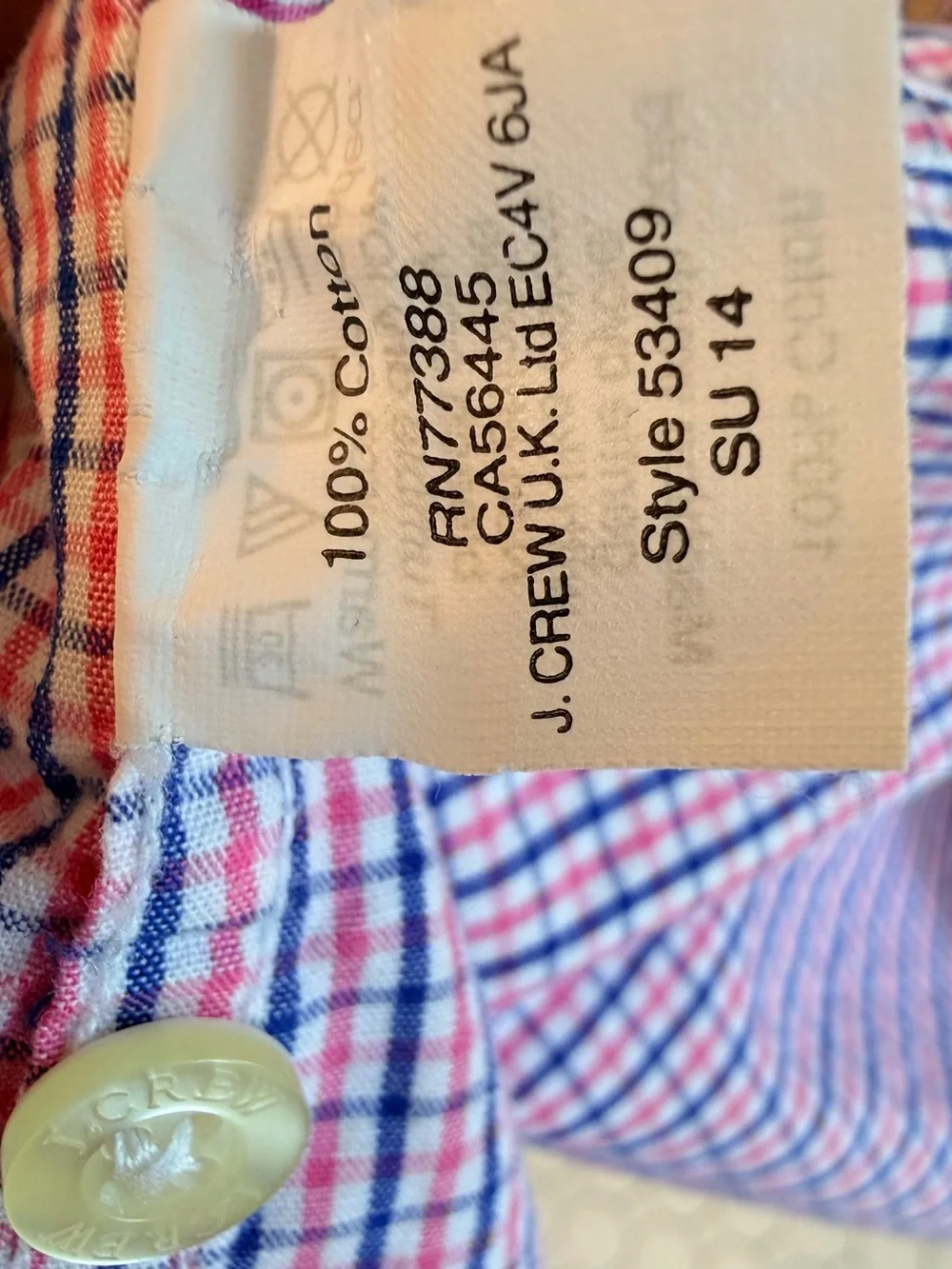 J. Crew Pink and Blue Micro-Check Button-Down Shirt